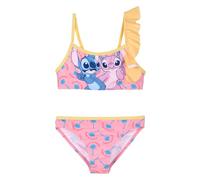 Disney Stitch Bikini Bambina 3-8 Anni Costume Mare Due Pezzi Ufficiale Premium 82% Poliestere 18% Elastan Asciugatura Rapida Fantasie Colorate Estate [18073 Giallo - 6 Anni]