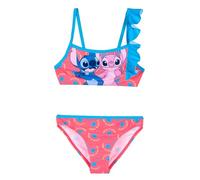 Disney Stitch Bikini Bambina 3-8 Anni Costume Mare Due Pezzi Ufficiale Premium 82% Poliestere 18% Elastan Asciugatura Rapida Fantasie Colorate Estate [18073 Blu - 8 Anni]