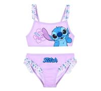 Disney Stitch Bikini Bambina 3-8 Anni Costume Mare Due Pezzi Ufficiale Premium 82% Poliestere 18% Elastan Asciugatura Rapida Fantasie Colorate Estate [18070 Viola - 3 Anni]