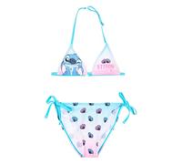 Disney Stitch Bikini Ragazza 6-16 Anni Costume Mare Due Pezzi Ufficiale Premium Tessuto Tecnico 82% Poliestere 18% Elastan Fantasie Estate Piscina [18232 Blu - 8 Anni]