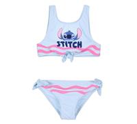 Disney Stitch Bikini Ragazza 6-16 Anni Costume Mare Due Pezzi Ufficiale Premium Tessuto Tecnico 82% Poliestere 18% Elastan Fantasie Estate Piscina [18235 Azzurro - 8 Anni]