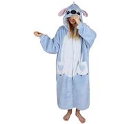 Disney Stitch Blu, Felpa da Donna, Vestaglia, Coperta con Cappuccio, snuddie, Lunga, con Zip M-L