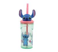 Disney Stitch Borraccia Bicchiere con Cannuccia in plastica 360 ml figura 3D personaggio