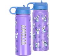 Disney Stitch - Borraccia personalizzata in acciaio inox con cannuccia, per ragazze, idea regalo per ragazze, 700 ml, 100% a tenuta stagna, senza BPA