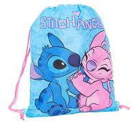 Disney Stitch Borsa con coulisse per ragazze PE Kit Gym Bag ragazzi scuola Trainer Swim Bag bambini scuola zaino, Blu/Rosa, Taglia unica
