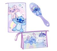 Disney Stitch Borsa da Toilette per Ragazzi, Motivo Stitch e Angel, Include Spazzola, Asciugamano, Borsa, Senza PVC