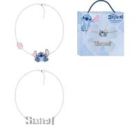 Disney Stitch - Bracciale per bambini con ciondolo a forma di fiore e nome strutturato su catena argentata, regolabile, set di bigiotteria ufficiale per bambine dai 3 anni in su