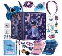 Disney Stitch Calendario Avvento 2025 Cancelleria e Accessori Countdown Natale Calendari Avvento 24 Sorprese Collana Portachiavi Penna Braccialetti (Viola Stitch Cubo)