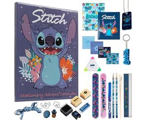 Disney Stitch Calendario Avvento 2025 Cancelleria e Accessori Countdown Natale Calendari Avvento 24 Sorprese Collana Portachiavi Penna Braccialetti (Blu Stitch Cancelleria)