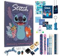 Disney Stitch Calendario Avvento 2026 Cancelleria e Accessori Countdown Natale Calendari Avvento 24 Sorprese Collana Portachiavi Penna Braccialetti (Blu Stitch Cancelleria)