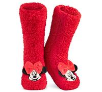 Disney Stitch Calze a Pantofola da Donna EU 35-41, Calzini Antiscivolo Donna in Caldo Pile, Morbido Calze, Idea Regalo Accogliente (Rosso Minnie)