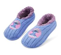 Disney Stitch Calze Pantofola Donna con Fodera Sherpa, Calzini Antiscivolo Casa (Blu)