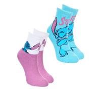 Disney Stitch Calzini per Ragazze, Set di 2 Calzini per la Casa per Bambina con Design Stitch, Regalo per Ragazza e Adolescenti, Taglia EU 27/30
