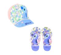 Disney Stitch Cappello Baseball e Infradito per Ragazze, Set Estivo Stitch, Taglia EU 29/30 | Rosa