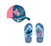 Disney Stitch Cappello Baseball Infradito per Ragazze, Set Estivo Stitch e Angel, Taglia EU 27/28 | Blu Navy