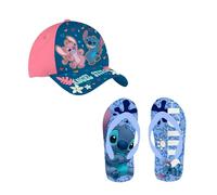 Disney Stitch Cappello Baseball Infradito per Ragazze, Set Estivo Stitch e Angel, Taglia EU 31/32 | Blu