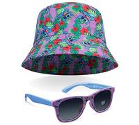 Disney Stitch Cappello da Pescatore e Occhiali da Sole Bambina Set Stitch Gadget con Bucket Hat e Occhiali da Sole Bambini Cappello A Secchiello da Sole Mare Spiaggia Lilo e Stitch, Taglia unica