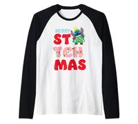 Disney Stitch Christmas Merry Stitchmas Cute Funny Holiday Maglia con Maniche Raglan