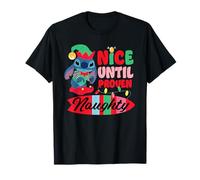 Disney Stitch Christmas Nice Until Proven Naughty Holiday Maglietta