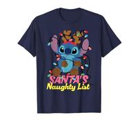 Disney Stitch Christmas Santa's Naughty List Funny Holiday Maglietta