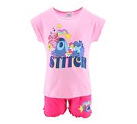 Disney Stitch Completo Estivo Bambina T-Shirt e Pantaloncino o Gonna Tutina Cotone 100% Set Abbigliamento Bambina Estate 3 4 6 8 Anni [10067 Rosa Set 2 pz - 3 anni]