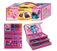 Disney Stitch Pink Art Set per bambini | 52 pezzi cancelleria da colorare valigia con pennarelli, pastelli, matite e altro | Stitch Creative Art valigetta per disegnare e colorare divertimento