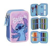 Disney Stitch e Angel Astuccio triplo riempito, 44 pezzi, 3 Zip, Scuola