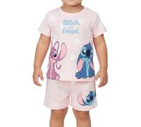 Disney Stitch e Angel Maglietta e Pantaloncini per Bambina, Pigiama 2 Pezzi in Morbido Cotone per Piccola Neonato, Taglia 12 Mesi | Rosa