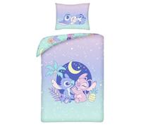 Disney STITCH e ANGEL - Set Letto Copripiumino singolo Reversibile 140x200cm e Federa 70x90cm - Violetto Multicolore - 100% Cotone OEKO-TEX