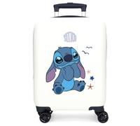 Disney Stitch Excited Luggage - Bagaglio per bambini, unisex per bambini, il bagaglio a mano Excited Side Combination Lock a 4 ruote è realizzato in ABS, un materiale rigido e leggero.