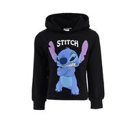Disney Stitch Felpa con Cappuccio per Ragazze, Maglione Design Classico in Tessuto Morbido, Pullover con Cappuccio per Bambina, Taglie 6 a 12 Anni (IT, età, 10 Anni, Regular, Nero)