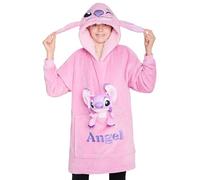 Disney Stitch Felpa Coperta per Bambine - Felpa Oversize in Pile con Cappuccio Bambina Ragazze Angel Minnie Mickey IH Oh (Rosa Angel)