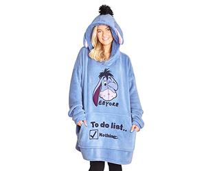 Disney Stitch Felpa Donna con Cappuccio Coperta Indossabile Oversize in Pile Ragazza Confortevole e Morbido Idea Regalo (Blu Eeyore)