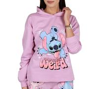 Disney Stitch Felpa in Cotone con Cappuccio per Bambina, da Indossare sulla Testa, 100% Cotone (IT, Numero, 170, 176, Regular, Viola)