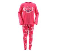 Disney Stitch Girls' Pyjamas, Long Sleeved T-Shirt And Trousers 2-Piece Soft Fleece Pyjamas with Angel Design for Teenagers, Sizes 10 to 16 Years (IT, età, 10 Anni, Regular, Rosa)