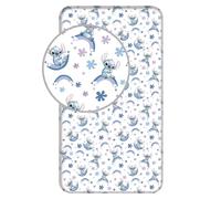 Disney Stitch - Lenzuolo con angoli elasticizzati "Rainbow", 90 x 200 cm, 100% cotone, colore: bianco