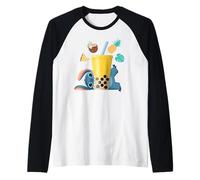 Disney Stitch Loves Boba Tea Tropical Beach Summer Vacation Maglia con Maniche Raglan