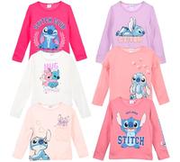Disney Stitch - Maglia Maglietta Manica Lunga Bambina e Ragazza - T-Shirt Singola Cotone 3-16 Anni | Abbigliamento Moda Scuola e Tempo Libero [10151 Bianco - 6 Anni]