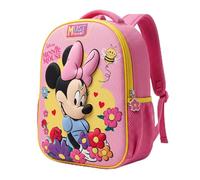Disney Stitch, Minnie Mouse, Frozen - Zaino asilo 3D con tasca per bottiglia e cinghie imbottite, leggero, a 1 scomparto, per ragazzi e ragazze, Minnie Rosa, Mini, moderno