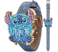 Disney Stitch - Orologio a LED per ragazze, con quadrante in cristallo e | Display a LED luminoso, quadrante Stitch tempestato di cristalli, design impermeabile e cinturino regolabile per polsi da 14