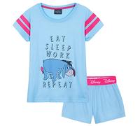 Disney Stitch Pigiama Bambina Estivo Cotone Misto Pigiama Ragazza Corto Due Pezzi IH Oh 4-14 Anni Pigiami Bambina Pantaloncini Manica Corta Stitch Gadget Ufficiale (Blu IH Oh, 11-12 Anni)