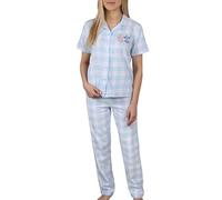 DISNEY Stitch Pigiama blu a maniche corte, in cotone per bambina, pantaloni lunghi, con bottoni 14-15 anni