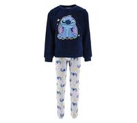 Disney Stitch Pigiama Donna, 2 Pezzi Maglietta e Pantaloni Lunghi Pigiama in Morbido Pile e Cotone, Regalo per Donne, Bambina e Adolescenti (IT, Testo, M, Regular, Regular, Blu)