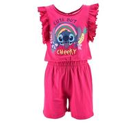 Disney Stitch Pigiama Estivo Bambina, Completo 2 Pezzi con Rouches (IT, età, 6 Anni, Regular, Fucsia)