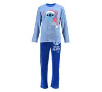 Disney Stitch Pigiama Natalizio Donna, Set Pigiama Morbido 2 Pezzi Maglietta a Maniche Lunghe e Pantaloni Lunghi, Regalo per Donne, Ragazze e Adolescenti (IT, Testo, XL, Regular, Regular, Blu)