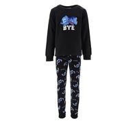 Disney Stitch Pigiama per Ragazze, 2 Pezzi Maglietta e Pantaloni Lunghi Design 'Bye' Pigiama per Bambina, Taglie 4 a 10 Anni (IT, età, 10 Anni, Regular, Nero)