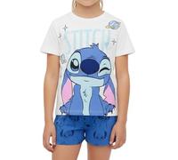 Disney Stitch Pigiama per Ragazze, Maglietta a Maniche Corte e Pantaloncini in Morbido Cotone, Taglie 6 alla 12 Anni (IT, età, 6 Anni, Regular, Blu)