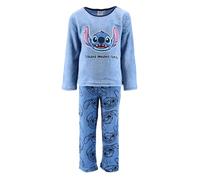 Disney Stitch Pigiama per Ragazze, Maglietta a Maniche Lunghe e Pantaloni, 2 Pezzi Pigiama in Morbido Pile, Taglie 3 a 8 Anni (IT, età, 4 Anni, Regular, Blu)