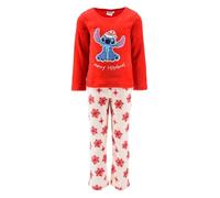 Disney Stitch Pigiama per Ragazze, Maglietta e Pantaloni Lunghi Pigiama Natalizio 2 Pezzi per Bambina, Taglie 3 a 8 Anni (IT, età, 4 Anni, Regular, Rosso)
