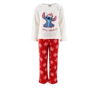 Disney Stitch Pigiama per Ragazze, Maglietta e Pantaloni Lunghi Pigiama Natalizio 2 Pezzi per Bambina, Taglie 3 a 8 Anni (IT, età, 6 Anni, Regular, Bianco)